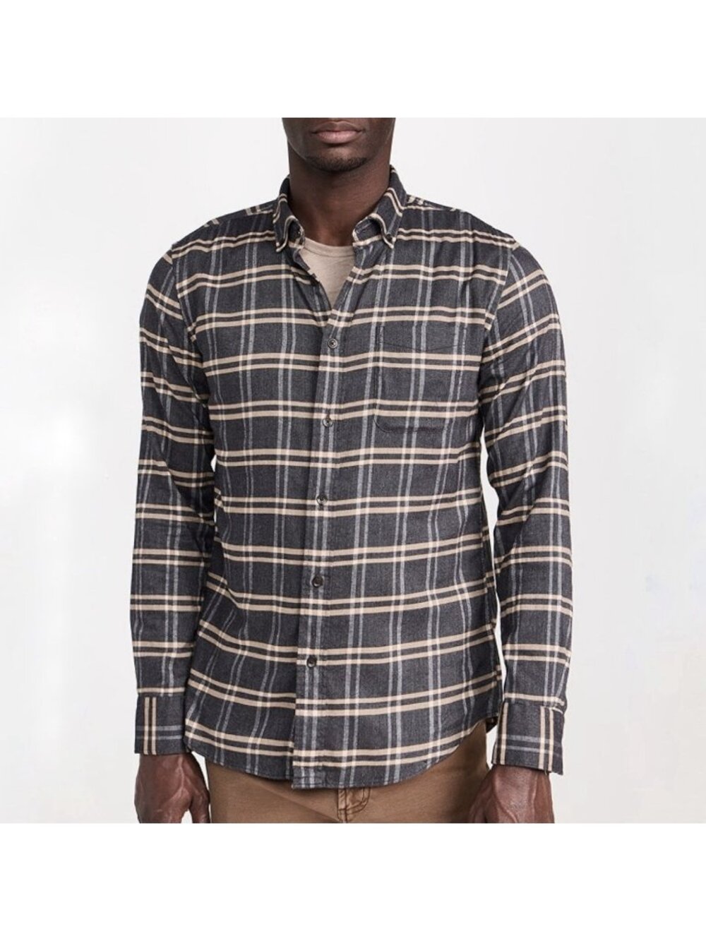 Faherty The All Time Shirt Gray Plaid Long Sleeve Button Down Men’s Size Medium